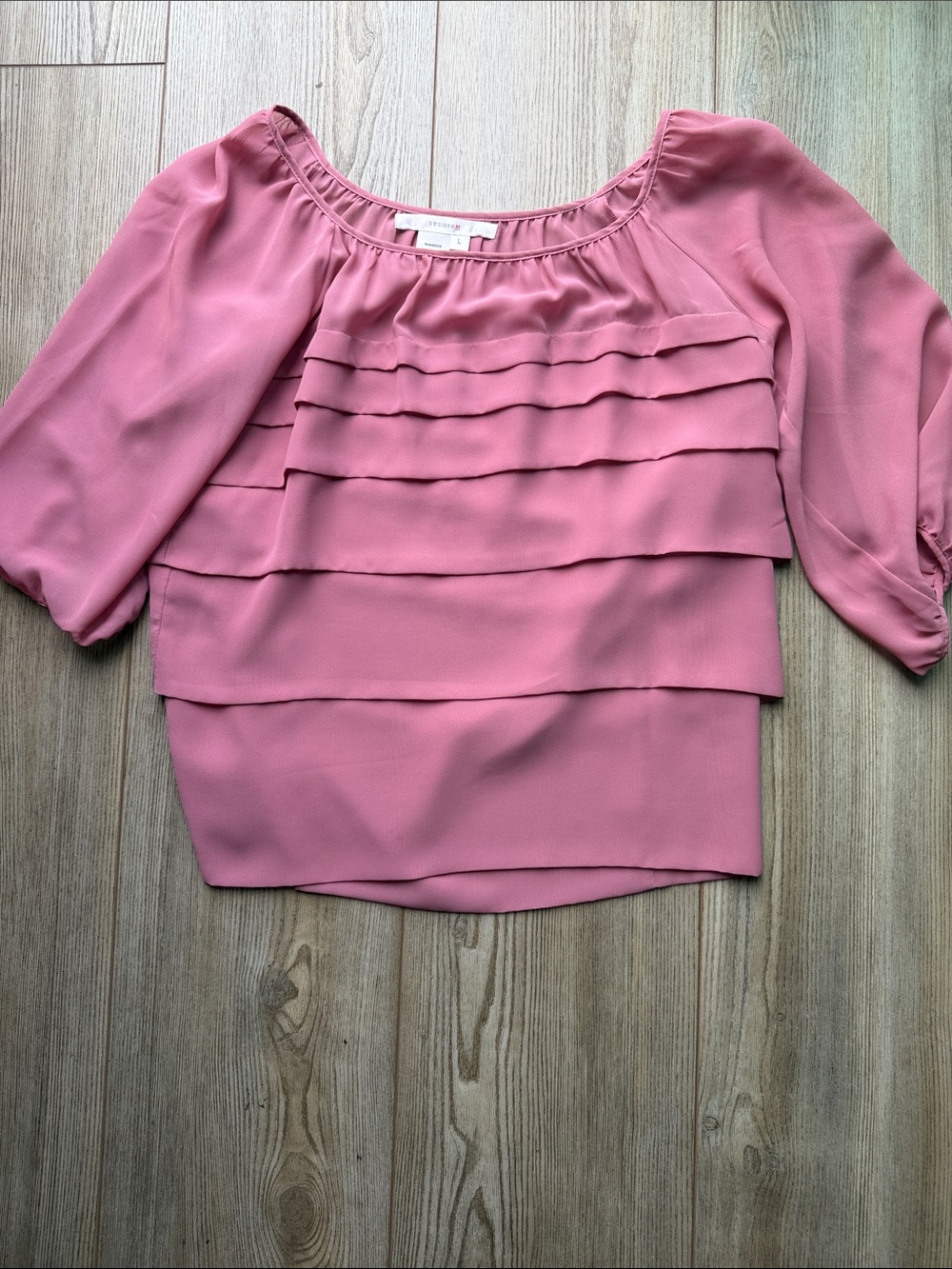 Studio M Mauve Pink Tiered Ruffle Blouse
